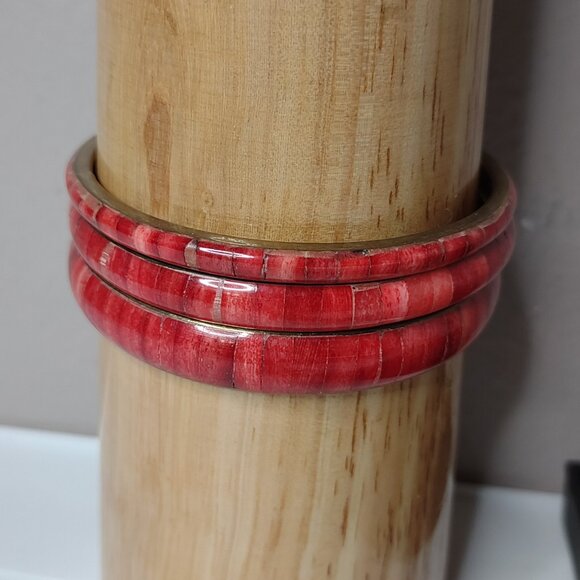 Set Of 3 Vintage 8 Inch Red Bangles - Picture 1 of 9